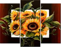 70 90CM OBRAZ 3 ELEM BUJNE SŁONECZNIKI ŚCIENNY DRUK PŁÓTNO