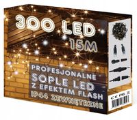 Kurtyna świetlna 15m sople 300 LED ciepłe + flash sople 201 - 300 lampek