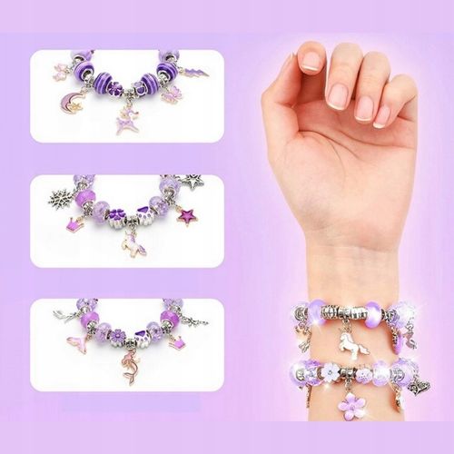 Zestaw Do Biżuterii Fiolet Komplet Koralików 68 Elementów Zestaw Kreatywny na Arena.pl