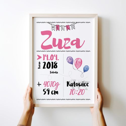 Plakat metryczka dziecka 50x70 cm na Arena.pl