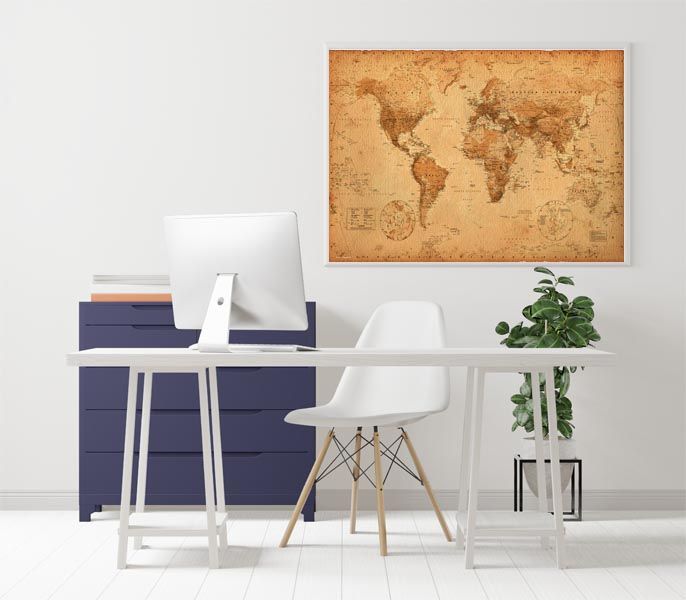 Mapa Świata w starym stylu - plakat 91,5x61 cm zdjęcie 2