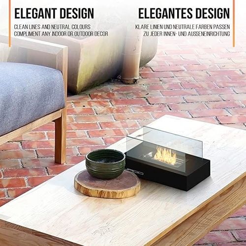 Kominek stołowy ze stali nierdzewnej, czarny, 350 x 182 x 14 na Arena.pl