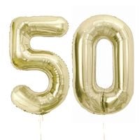 Balony foliowe cyfra 50 szampański złoty, 85 cm