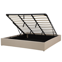 Łóżko z pojemnikiem tapicerowane 180 x 200 cm beżowe DINAN