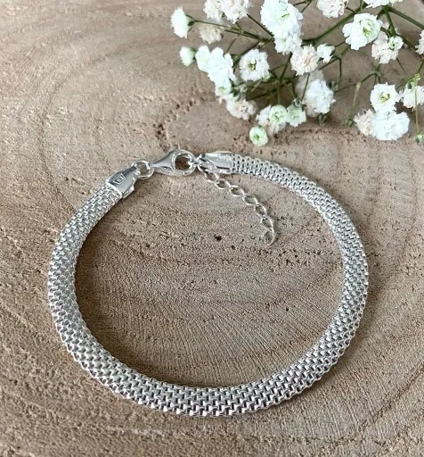 SREBRNA BRANSOLETKA DAMSKA TUBA AŻUROWA Z SERCEM NA RĘKĘ + GRAWER zdjęcie 5