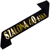 Czarna szarfa ze złotym nadrukiem Szalona 40-stka