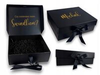 Pudełko box czy zostaniesz ŚWIADKIEM prośba czarne prezent dla ŚWIADKA