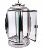 Znicz ze stali nierdzewnej ciężki nowoczesny lampion grube szkło bezbarwne