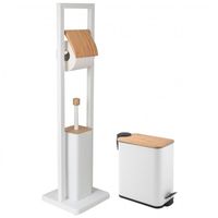 Zestaw Łazienkowy biały Kosz na śmieci 5L Uchwyt na Papier Szczotka do WC