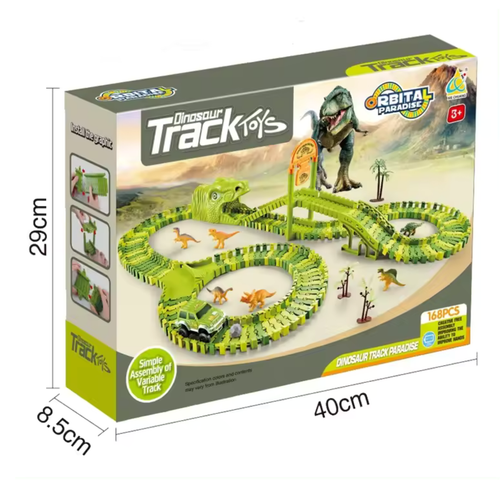 Zestaw Tor Wyścigowy Dinozaury Park Przeszkód Autko Figurki Klocki 168El na Arena.pl