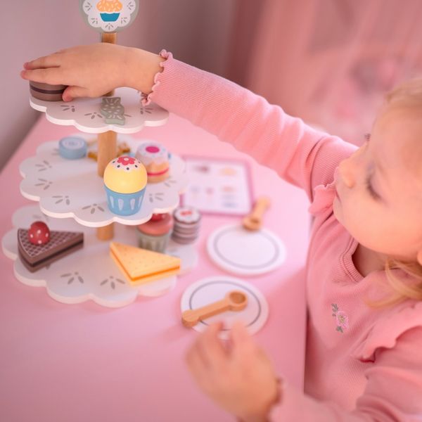 TOOKY TOY Patera Słodkości Drewniany Stojak Babeczki Ciasta zdjęcie 4