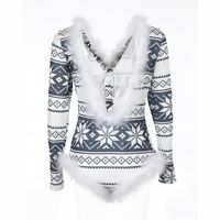 PIŻAMA Damska KOMBINEZON Body PLUSZOWE DO SPANIA Damskie ZIMOWE Wzorki S