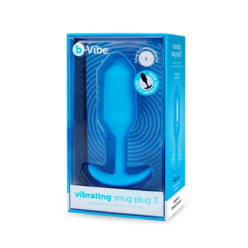 b-vibe snug plug 3 blue - wibrująca zatyczka anatomiczna silikonowa 13,8 cm na Arena.pl