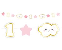 Girlanda na roczek różowa chmurka, 120 cm