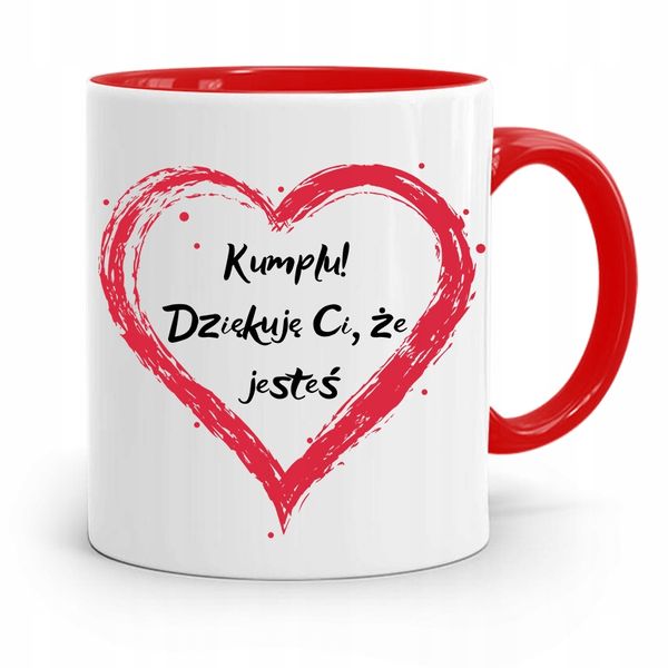 Kubek Czerwony Przyjaciela Kumplu Dziękuje Ci Z Nadrukiem Ze Zdjęciem zdjęcie 1