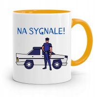 Kubek Żólty Dla Policjanta Policjantki Na Sygnale Z Nadrukiem Ze Zdjęciem