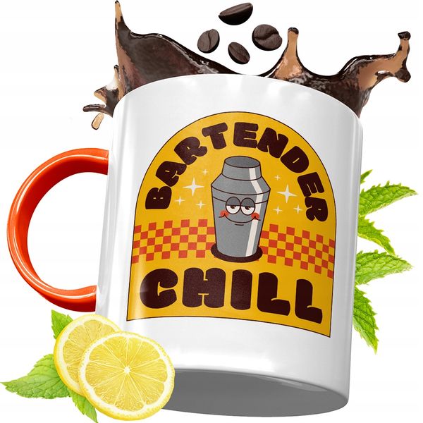 Kubek Pomarańczowy Dla Barmana Prezent Z Nadrukiem Ze Zdjęciem zdjęcie 1