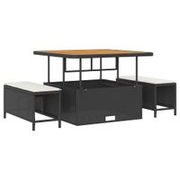 Zestaw do jadalni w ogrodzie 3 pcs Czarny Polirattan