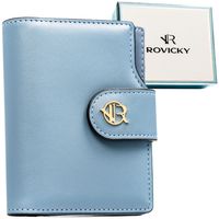 portfel damski ze skóry ekologicznej w błękitnym kolorze, wyposażony