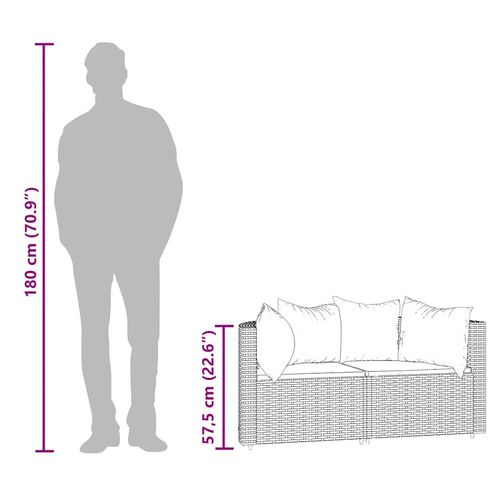Narożne moduły sofy z poduszkami, 2 szt., brązowe, polirattan na Arena.pl