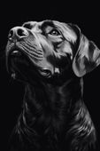 Plakat 40x60cm Portret Zwierząt do Salonu | Labrador | Czarno Białe