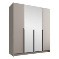 Szafa SANTI II 200 cm z lustrem-pojemna garderoba-KASZMIR+CZARNY