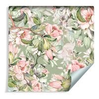 Tapeta Dekoracyjna Wiosenne Kwiaty Liście Malowane Akwarelą