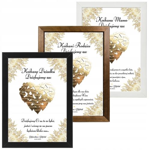 PODZIĘKOWANIE DLA RODZICÓW DZIADKÓW BABCI DZIADKA MAMY ŚLUB SERCE 3D RAMKA na Arena.pl