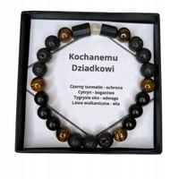 Bransoletka z kamieni naturalnych prezent na dzień dziadka turmalin cytryn