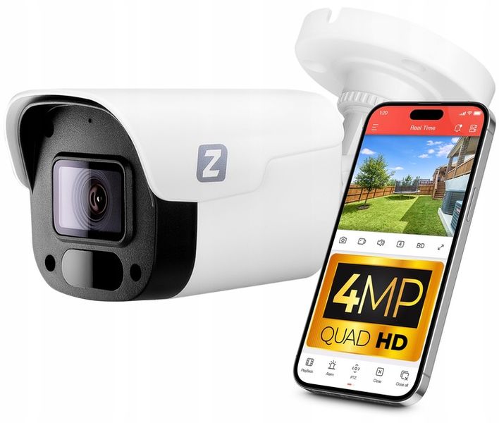 Kamera Zewnętrzna IP PoE 4MPx 30m IR 3.6mm + AUDIO IP66 zdjęcie 1