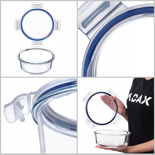 KADAX Szklany Pojemnik Na Żywność 1300ml Z Pokrywką Śniadaniówka na Arena.pl