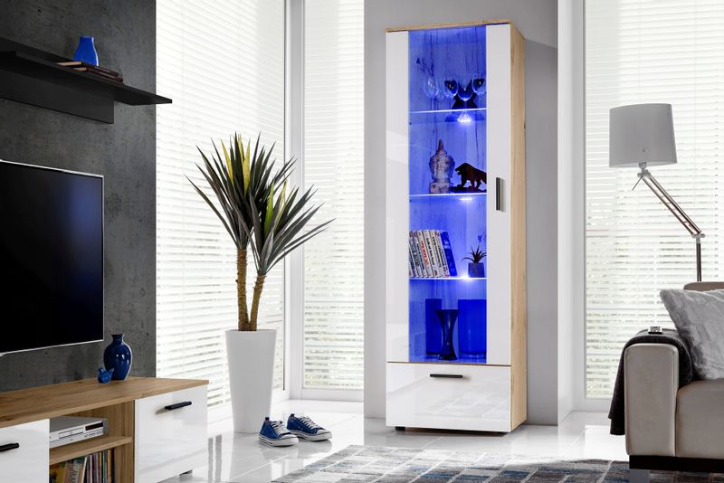 Pan Igiełka Meblościanka Czarny Biały Dąb Wotan 5 Elementów Zestaw Mebli zdjęcie 3