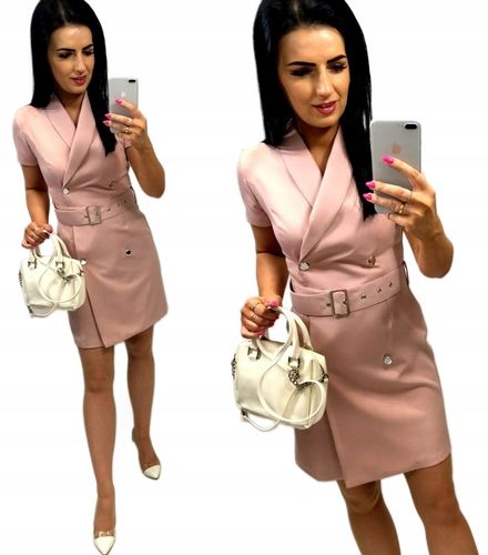 Sukienki Damskie na Komunię Chrzciny Sukienka Elegancka Ołówkowa Róż M na Arena.pl