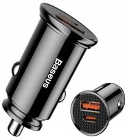 BASEUS SZYBKA MOCNA ŁADOWARKA SAMOCHODOWA USB USB-C TYP-C QC 4.0+ 5A 30W