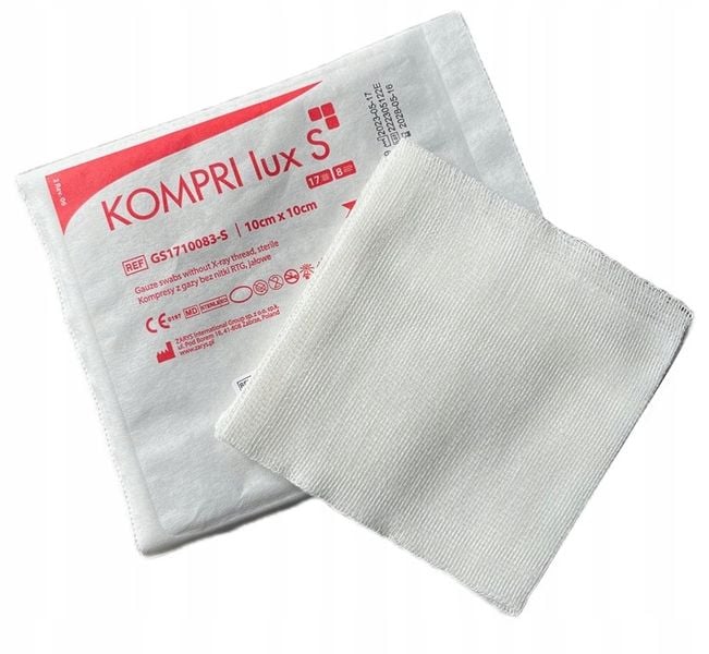 Kompres gazowy jałowy 10x10cm KOMPRI lux S pakowane po 20 BOX zdjęcie 1