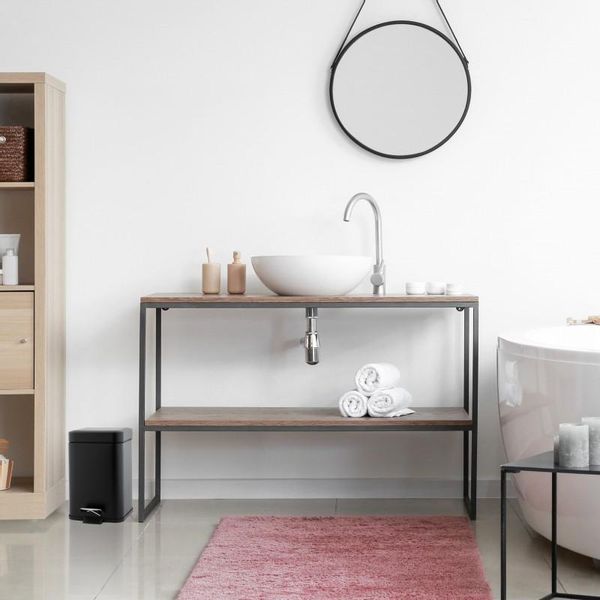 Zestaw łazienkowy czarny kosz na śmieci - wolne opadanie i stojak  WC zdjęcie 7