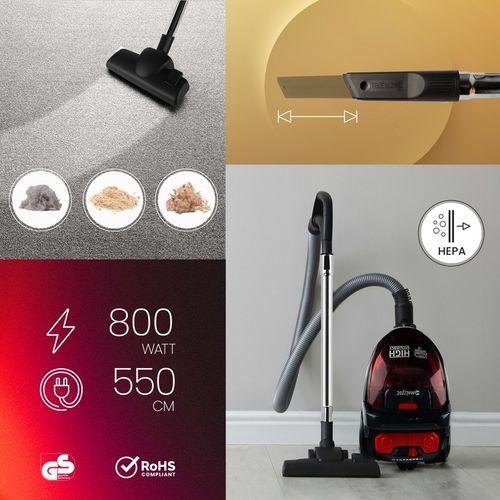 ODKURZACZ BEZWORKOWY CYKLONOWY DOMOWY HEPA TURBOSZCZOTKA LEKKI MOCNY na Arena.pl