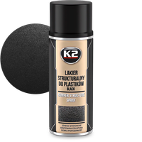 K2 BUMPER FARBA LAKIER STRUKTURALNY W SPRAY DO PLASTIKU PLASTIKÓW CZARNY