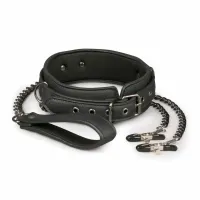 easytoys skorzany kołnierz regulowany z łańcuszkami metalowymi 45 cm