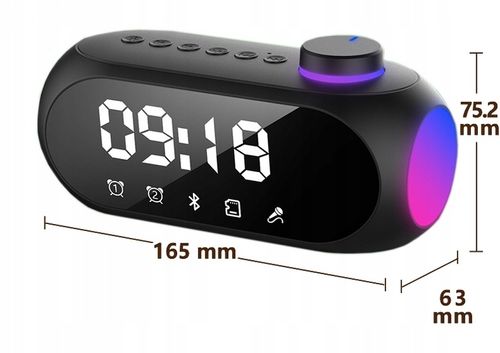 GŁOŚNIK BEZPRZEWODOWY BLUETOOTH BUDZIK ZEGAR LED RADIO FM MP3 OŚWIETLENIE na Arena.pl