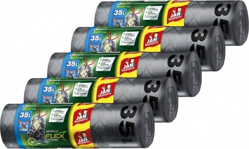 WORKI NA ŚMIECI 35L JAN NIEZBĘDNY MAGNUM FLEX & STRONG Z TAŚMĄ 75SZT MOCNE na Arena.pl
