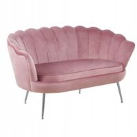 sofa rożowa welurowa dwuosobowa na chromowanych nogach art déco furnitex