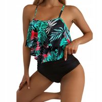 STRÓJ KĄPIELOWY DWUCZĘŚCIOWY BOHO LIŚCIE KOSTIUM WYSOKI STAN BIKINI XL 40
