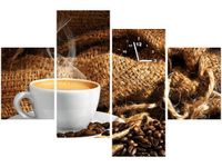 120CM 80CM ZEGAR 4 ELEM FILIŻANKA KAWY OBRAZ ŚCIENNY