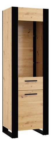 Witryna NUKA E 188 cm dąb artisan czarna stojąca na Arena.pl