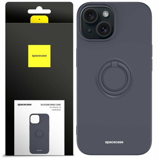 Spacecase Silicone Ring Iphone 15 Black zdjęcie 1
