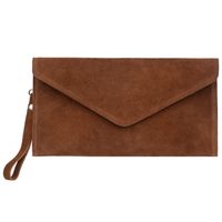 VERA PELLE torebka damska zamszowa kopertówka listonoszka V646 brązowa
