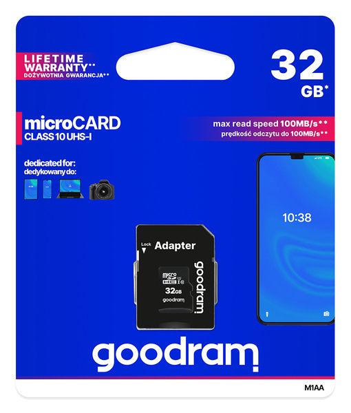 GOODRAM karta pamięci 32GB UHS I microSD Class 10 + Adapter SD zdjęcie 3