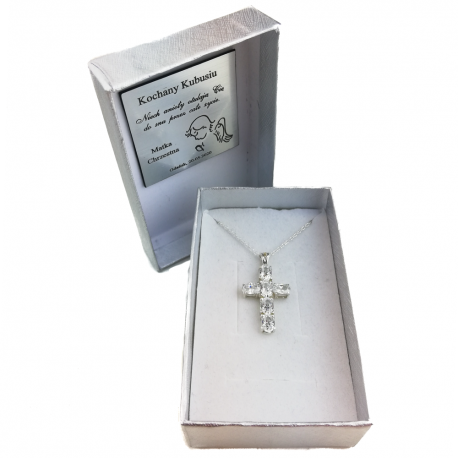 SREBRNY KRZYŻYK OZDOBNY Z CYRKONIAMI SREBRO PRÓBY 925 DOSTĘPNY W RÓŻNYCH KOLORACH zdjęcie 5