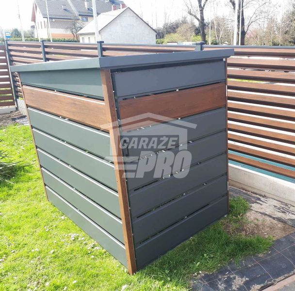Wiata śmietnikowa spad tył 1,3x2m zielona + drewno Schowek GP291 zdjęcie 3